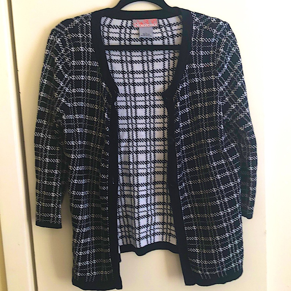 Black & White Plaid Cardigan